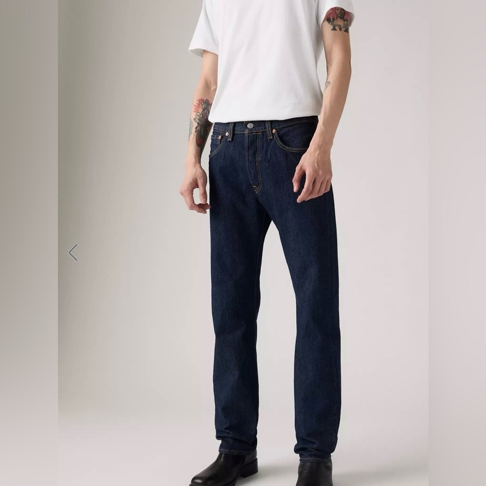 LEVI’S 501 Straight-Leg Button-Fly Dark-Wash No Stretch Jeans Men’s 38x32